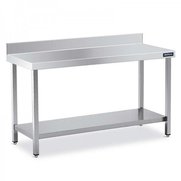 Work table made of stainless steel: two smooth surfaces and extendable legs to raise its height (150 x 60 x 85 cm)